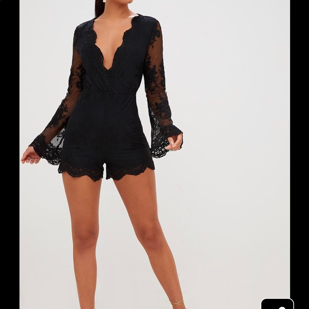 Lace black romper